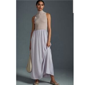 Anthropologie Thea Twofer Sweater Dress Lavender Sleeveless Fitted Flowy GUC XS